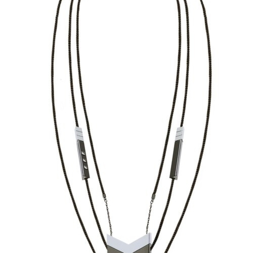 Tinsel Silver and Black Geometric Necklace